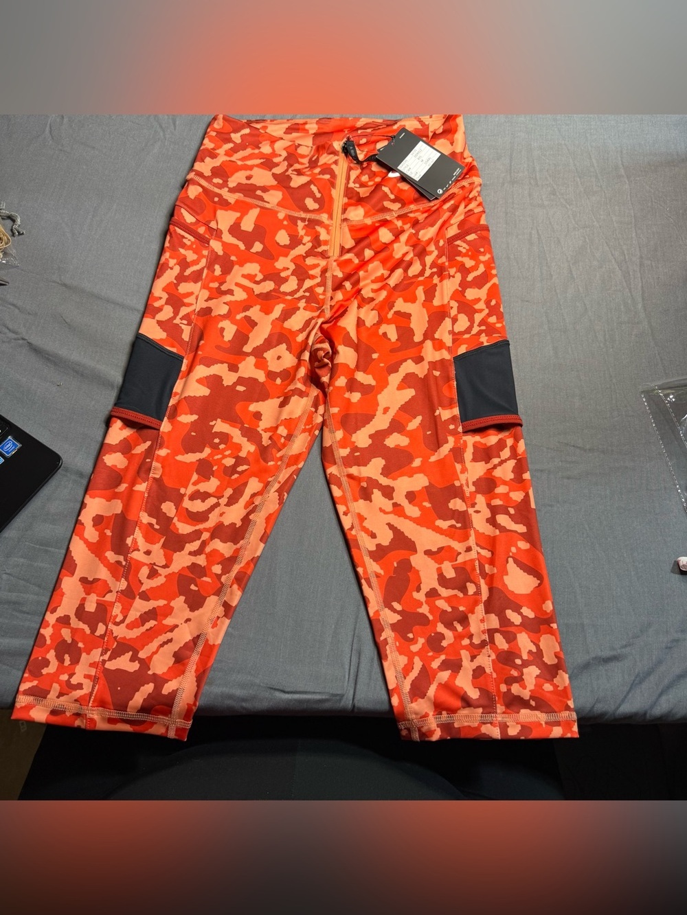 Nike X Naomi Osaka Orange and Red Camo Performance capri Leggings